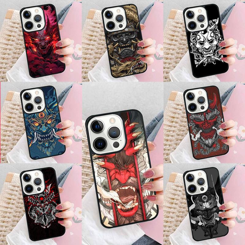 Samurai Oni Mask Phone Case For iPhone 17 Air 15 16e 14 13 Pro Max Coque 12 11 Pro Max PLUS cover