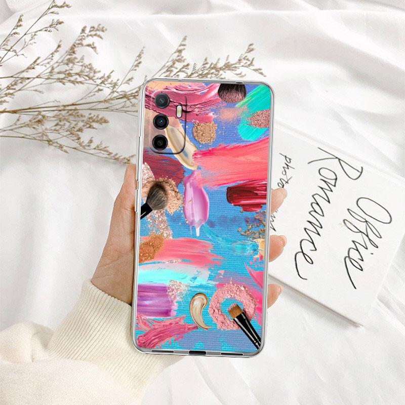 Cosmetics Eyeshadow Palettes Transparent Phone Case for Samsung Galaxy A04 A04S A14 A23 A34 A54 M23 M33 M52 M53