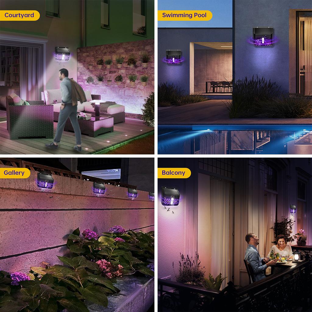 Светодиодная солнечная лампа от комаров, уличная водонепроницаемая лампа высокого напряжения на солнечной энергии, садовая лампа для защиты балкона, репеллент для борьбы с вредителями