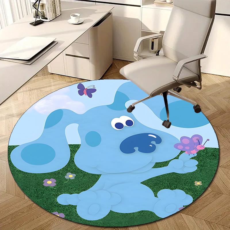 1pc Pistas da Blue Blue’s Clues2 Design Printed Area Round Carpet for Bedroom Living Room Home Decor Rugs Mat Non Slip Mat Rug for Bedside
