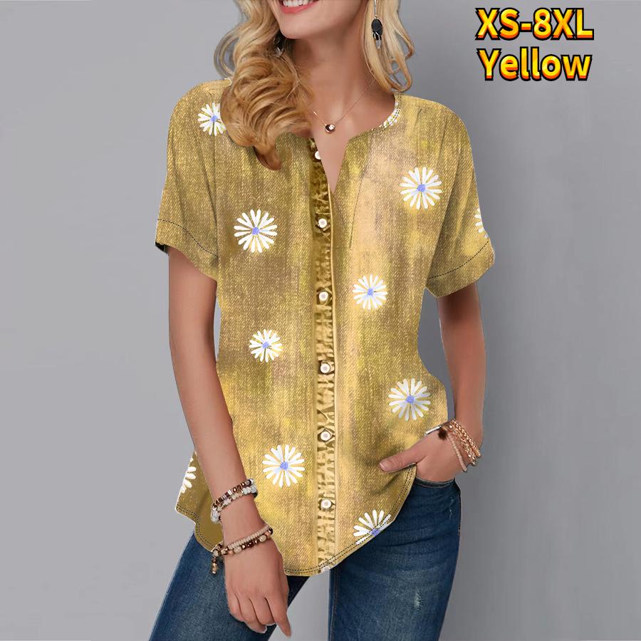 Женская летняя футболка с джинсовым узором и принтом, футболки с короткими рукавами, повседневные топы, маленький v-образный вырез, короткие рукава