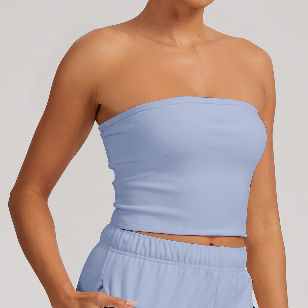 Seamless Polyester Yoga Top With Pushup Cups For Women Fitness And Dance Activities