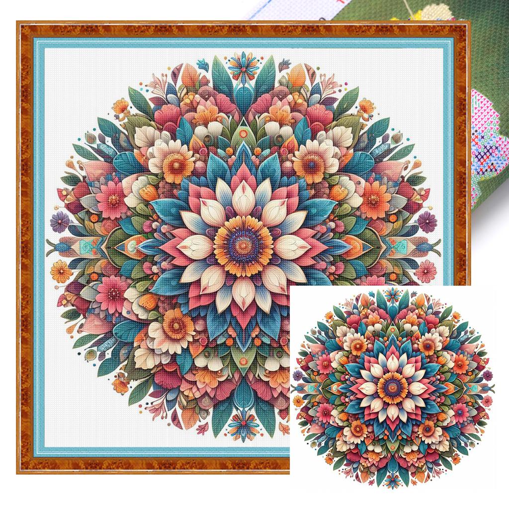 Мандала Полный 11CT DIY Набор для вышивания с нанесенным рисунком 40x40 см Печатные наборы для вышивки крестом для начинающих взрослых Домашний декор