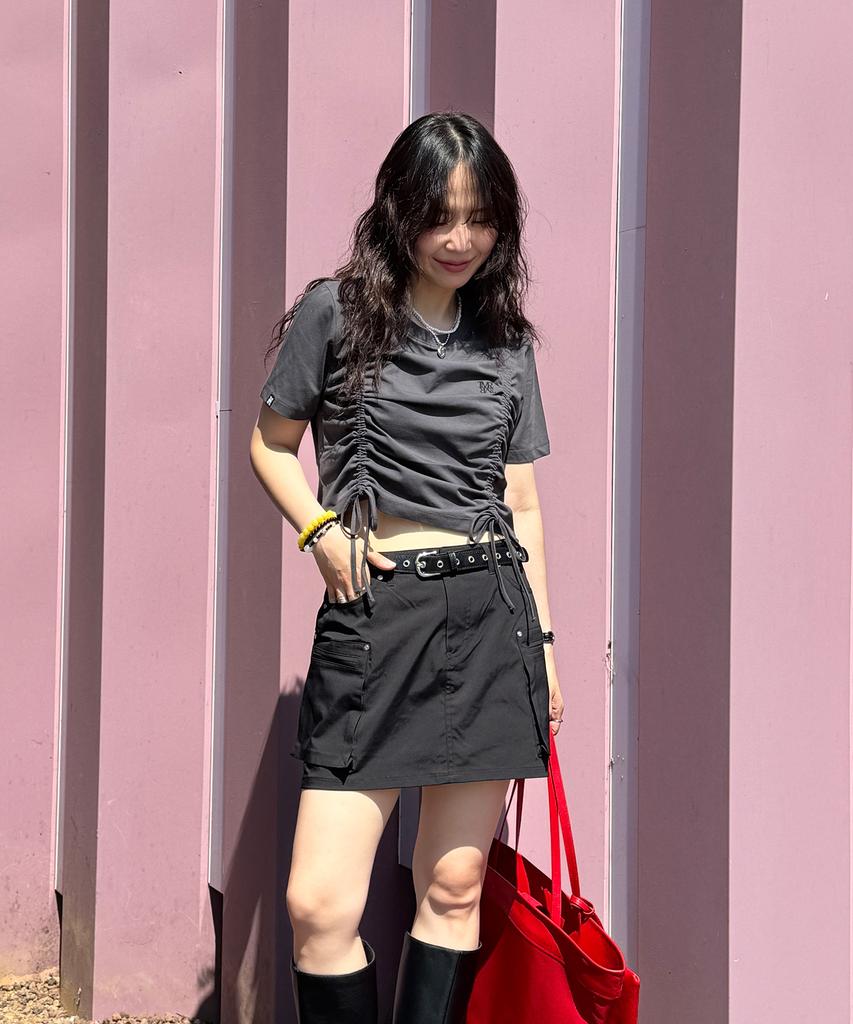 TMAKER Signature Logo Rivet Skirt Pants Bk