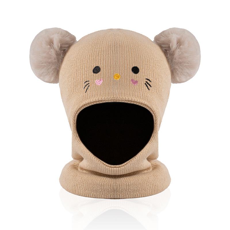 Children's Embroidered Cartoon Cat Hat Knitted Warm Baby Hat Autumn Winter Infant Boys and Girls Baby Yarn Hat