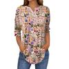 Women's 3/4 Sleeve Easter Egg Bunny Print Button Collar Fashion Casual Top