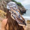 Luxury Brand Muslim Chain Print Square Hijab Scarf Imitation Silk Satin Shawl Mature Matching Sunscreen Head Wrap