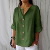Summer Loose Shirt Women's V-Neck Cotton Linen Button Top Casual Shirts Solid Elegant Office Women's Clothing Blouse