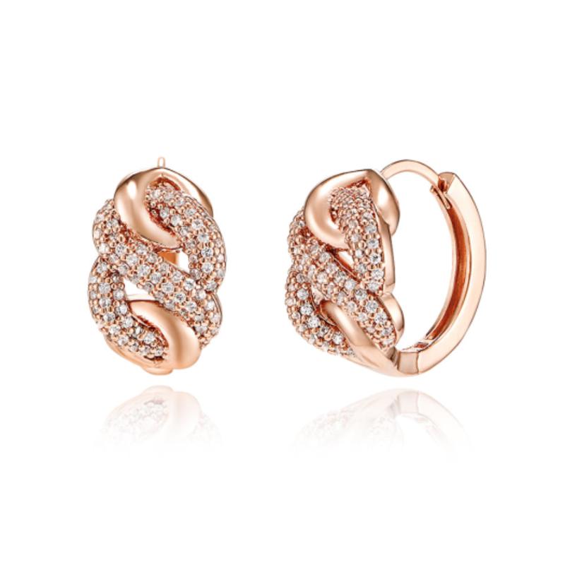 Серьги-кольца ELLE Jewelry 14K с массивной цепью, застежка-щелчок (Золотая булавка) ELGPEE387