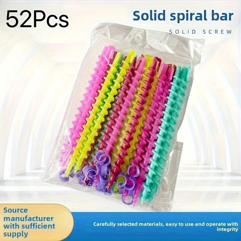 52pcs Mixed Color Spiral Hair Curling Rods - Heat-Resistant Barrels for Salon & Home Use, Durable Plastic Waves & Curls Styling Tools for Women