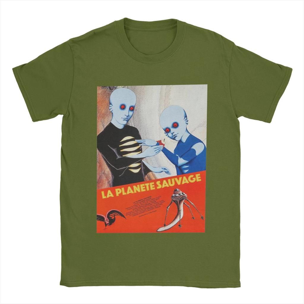 Фантастическая планета Дикая планета Мужская футболка Винтажная футболка Футболка с коротким рукавом и круглым вырезом Хлопок Одежда больших размеров
