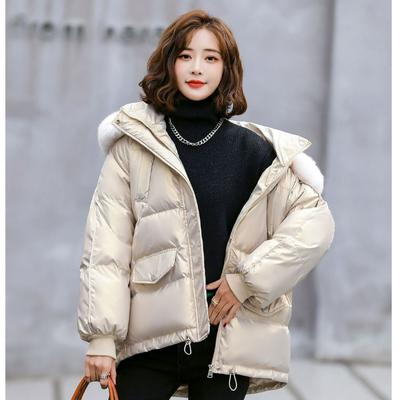 Одноразовая пуховая куртка Женская короткая Корейская мода Глянцевая стеганая куртка Свободный западный стиль Теплая куртка Тренд