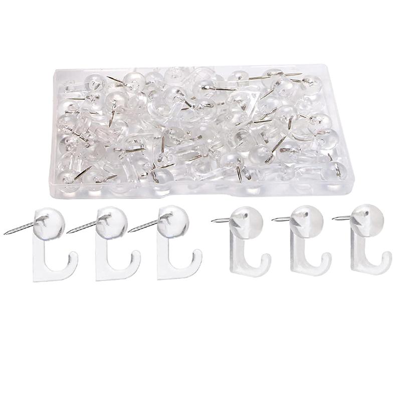 50Pcs Decorative Thumbtack Hooks Plastic Headed Push Pins for Cork Board Bulletin Board Hook Back Design Thumb Tacks