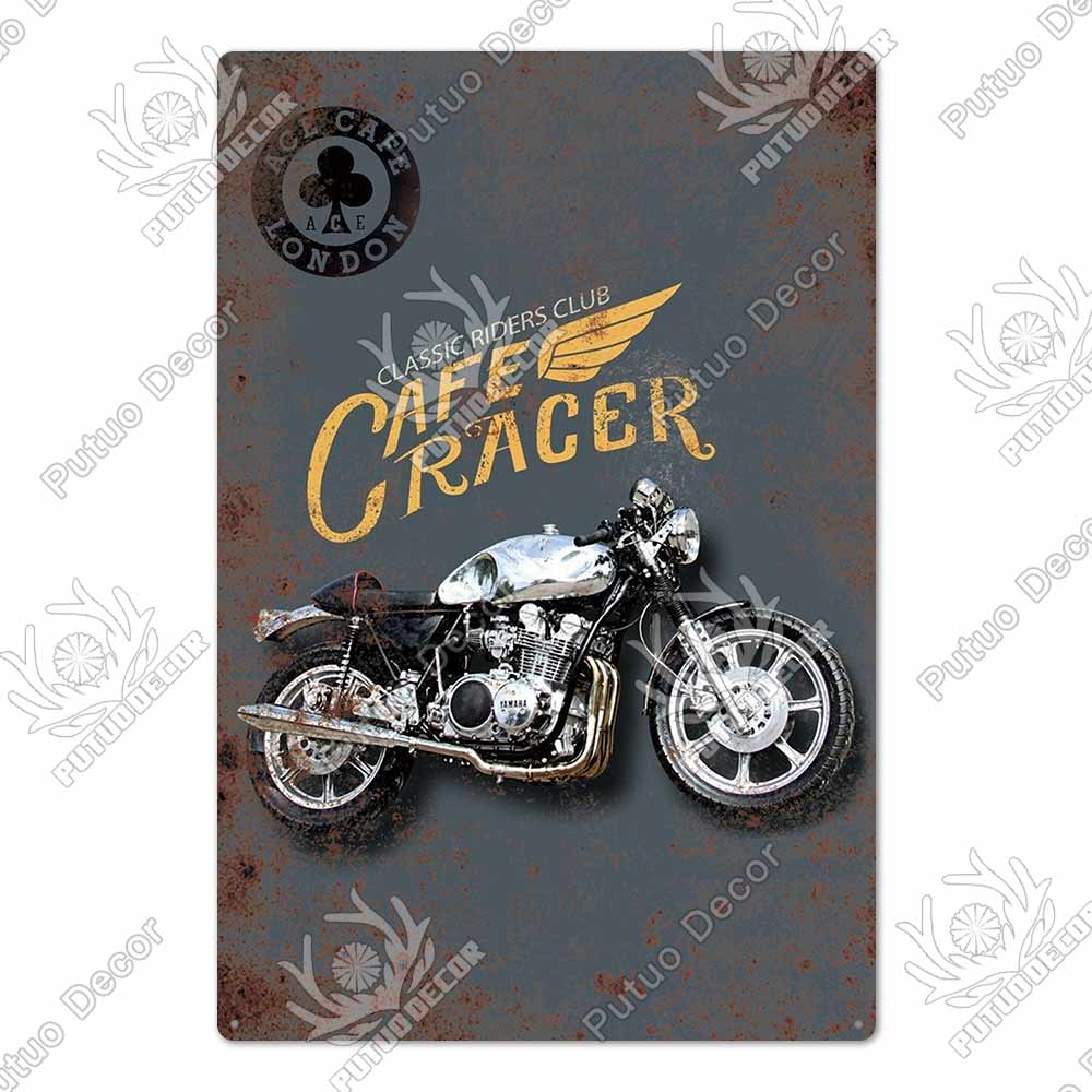 Putuo Decor Cafe Racer Vintage Tin Sign Plaque Metal Wall Art Stickers Garage Man Cave Pub Bar Retro Poster Iron Painting