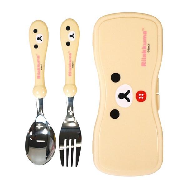 Rilakkuma New Spoon Fork Case Set Face, Ivory, Spoon + Fork + Case