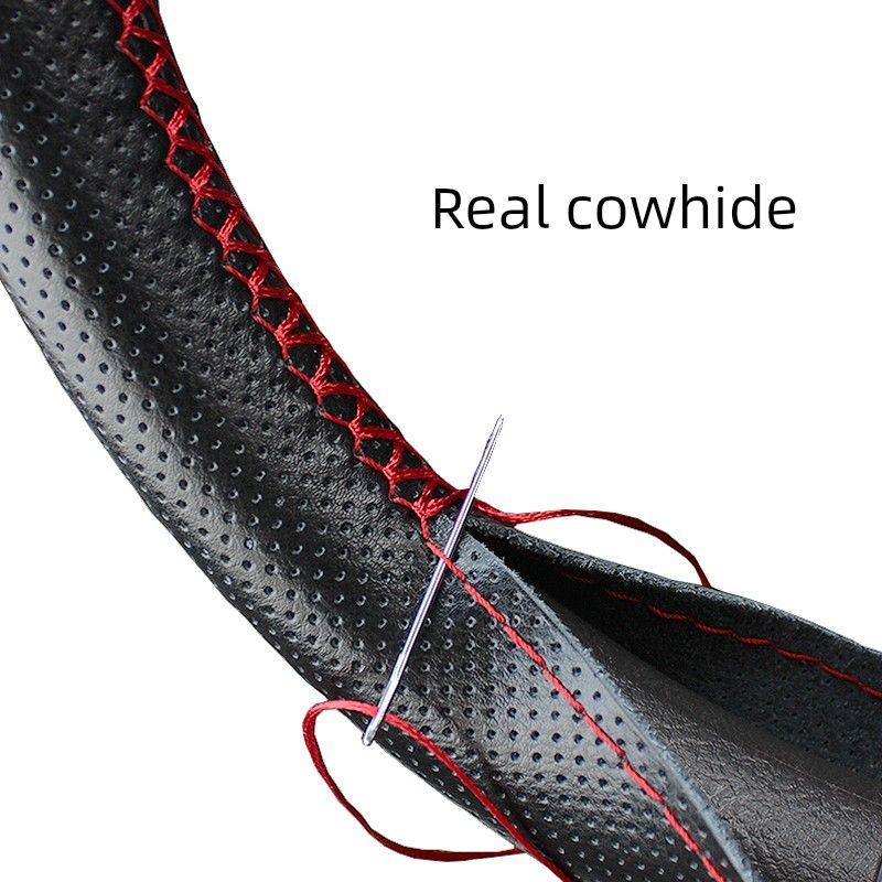 Car Steering Wheel Cover Dongfeng Dragon Tianjin Power God Dorica Truck All Year Round Neutral Genuine Leather Hand-Sewn Handle Cover