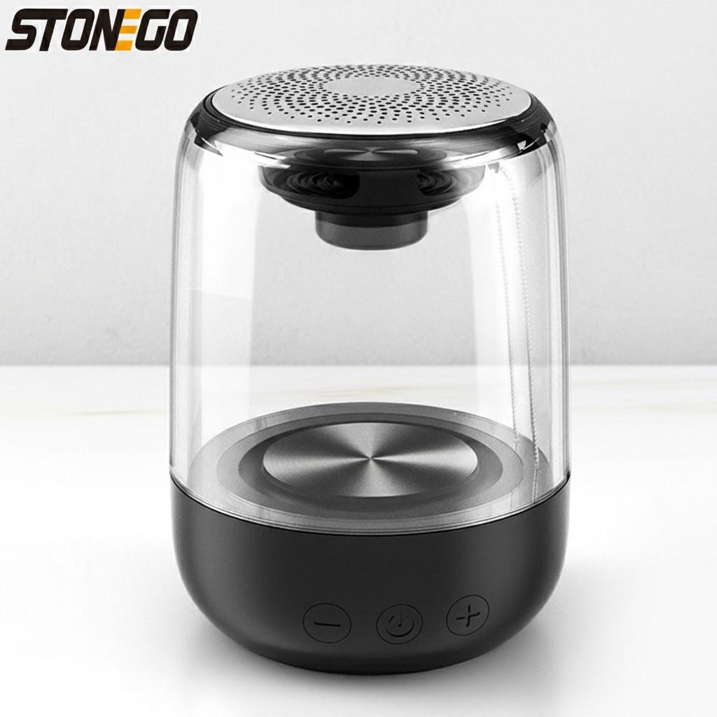 True Wireless Stereo Speaker with Transparent Design Breathing LED Light TWS Bluetooth 5 0 TF Card AUX Audio Input