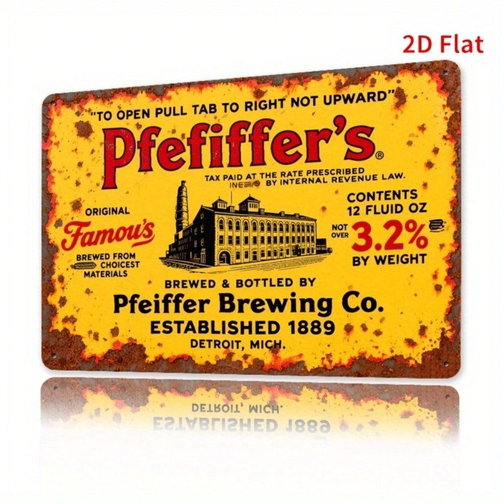 Винтажная металлическая жестяная вывеска Pfeiffers Beer Ретро настенный декор Рустик Индустриальное искусство