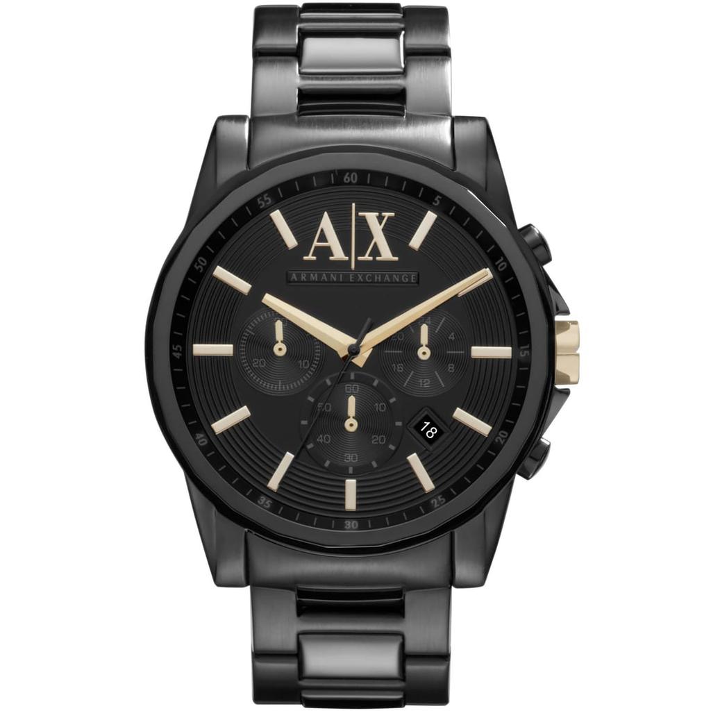 ARMANI EXCHANGE Banks Men's Quartz Chronograph Watch Black Dial Black Ion-plated Stainless Steel Strap 45mm AX2094