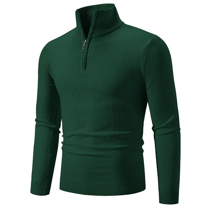 New Spring Zipper Pullover Sweaters For Men Autumn High Elastic Warm Sweater Winter Stand Collar Solid Color Knitted Sweatwear