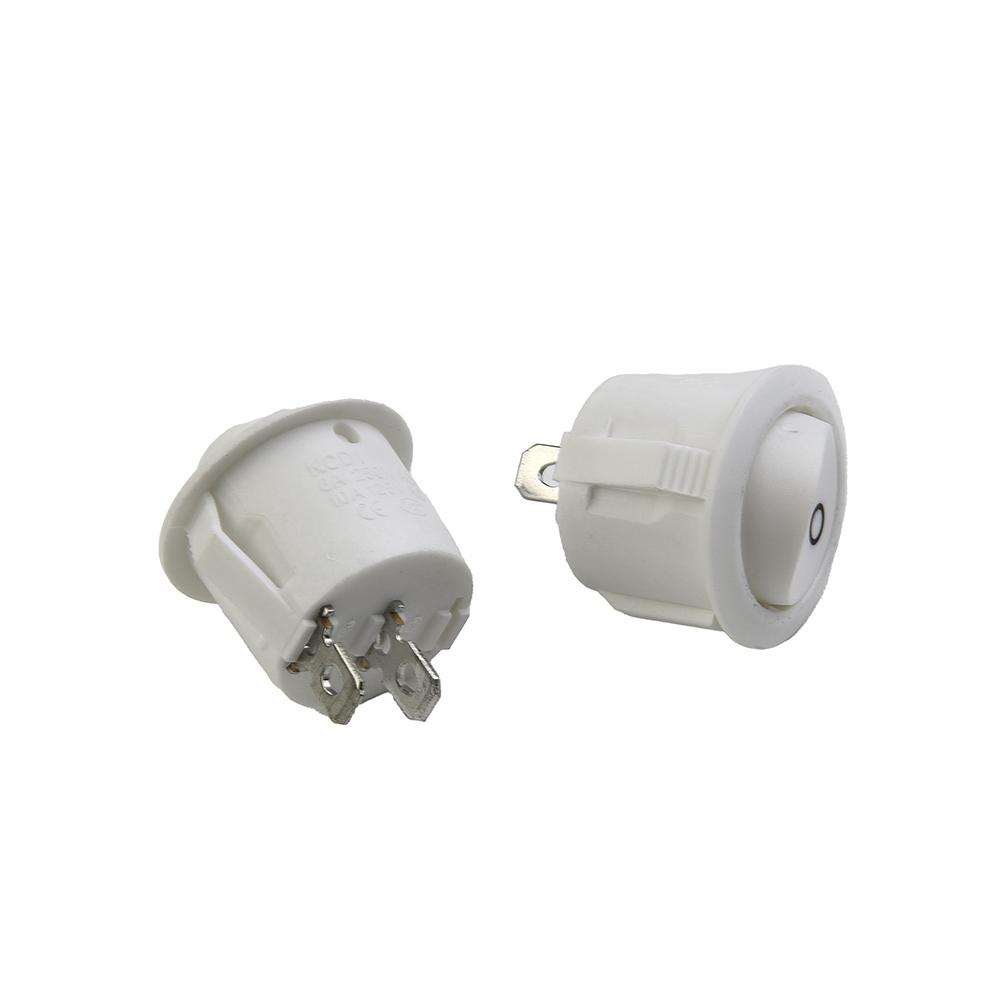 Rocker Switches ON-OFF Round Snap-In Terminal White