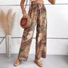 Women's Fashion Summer Spring Casual Flower Pattern Print Middle Waistline Trousers Pants & Capris