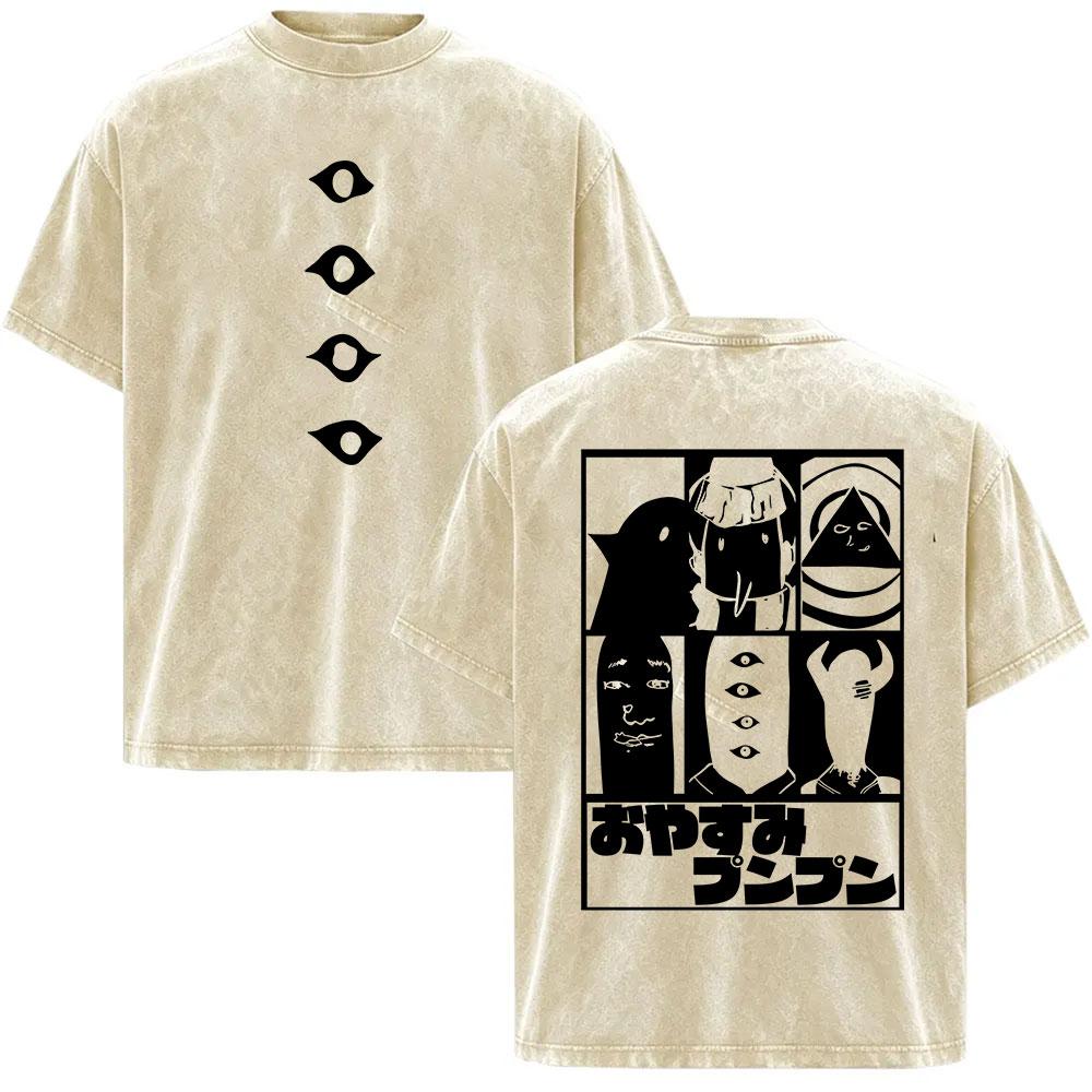 Anime Goodnight Punpun Oyasumi Vintage Washed T Shirts Harajuku Manga Aiko Tanaka Graphic Tshirt Tops Men Women Oversized Tees