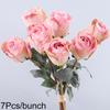 7pcs Burnt Edge Lifelike Rose Flower Branch 64cm Artificial Flowers Elegant Wedding Bouquets Dried Rose Desktop Ornament