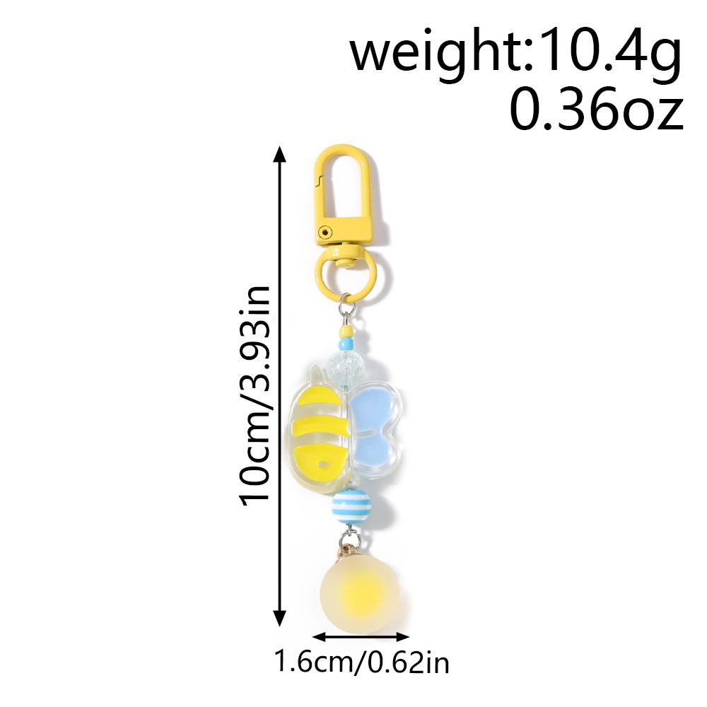 Cute Resin Bee keychain Women Girls Bowknot Key Ring Pendants for Handbag Charms DIY Key Chain Jewelry Gifts