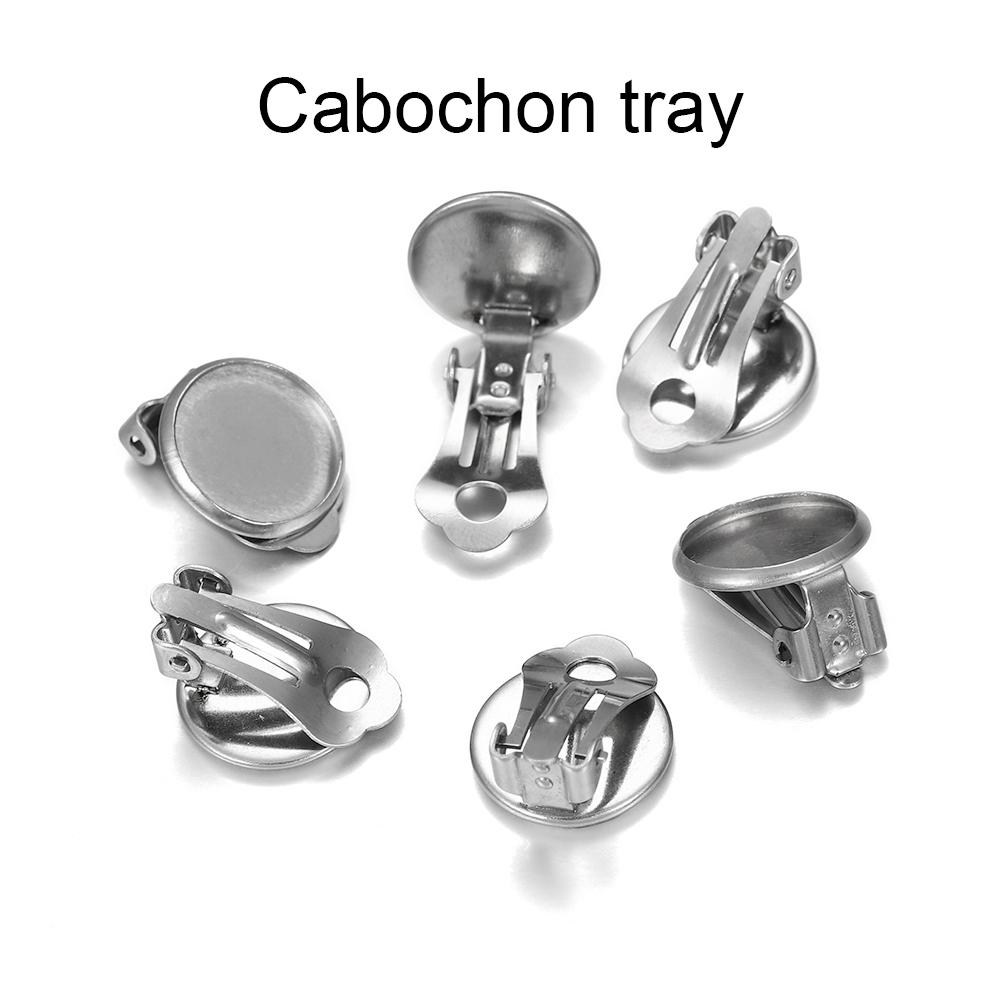 10 шт./лот, пустая основа из нержавеющей стали, стеклянные кабошоны, зажимы для сережек, принадлежности для изготовления ювелирных изделий «сделай сам», аксессуары