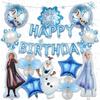 Frozen Birthday Balloons Set for Kids, Blue, Happy Birthday Balloons, Cake Topper, Cute, Anniversary, Birthday Decorations, 1st Anniversary