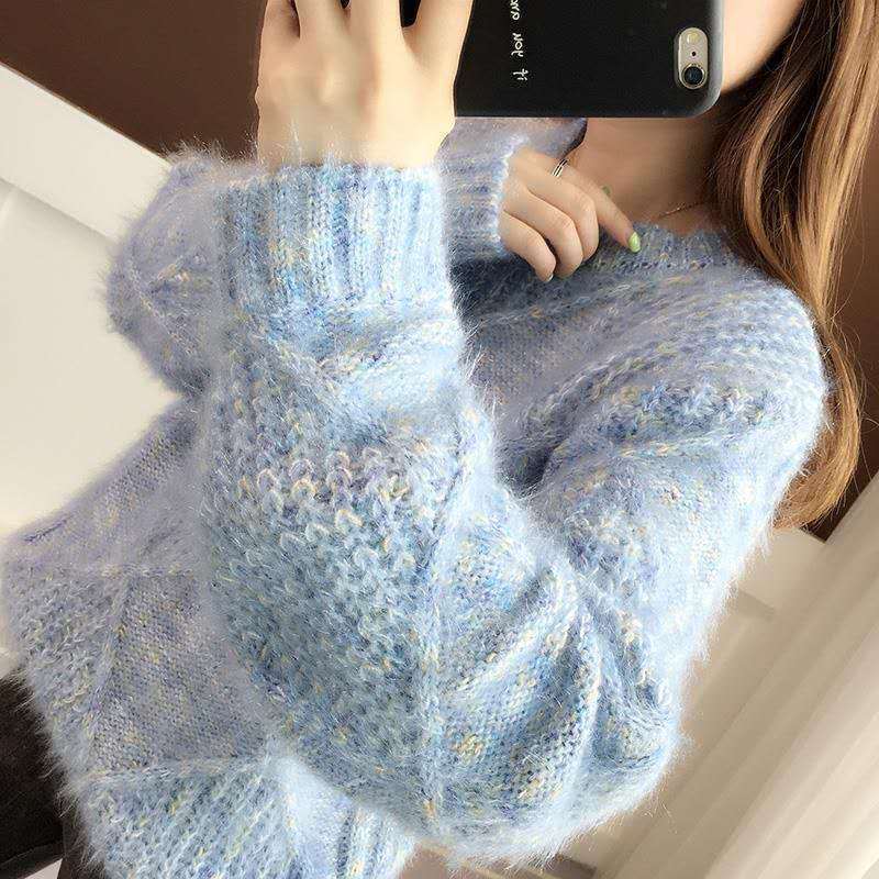 Women's Round Neck Sweater Autumn/winter Korean Version Pullover Loose and Lazy Base Knit Sweater Top Sweater Winter