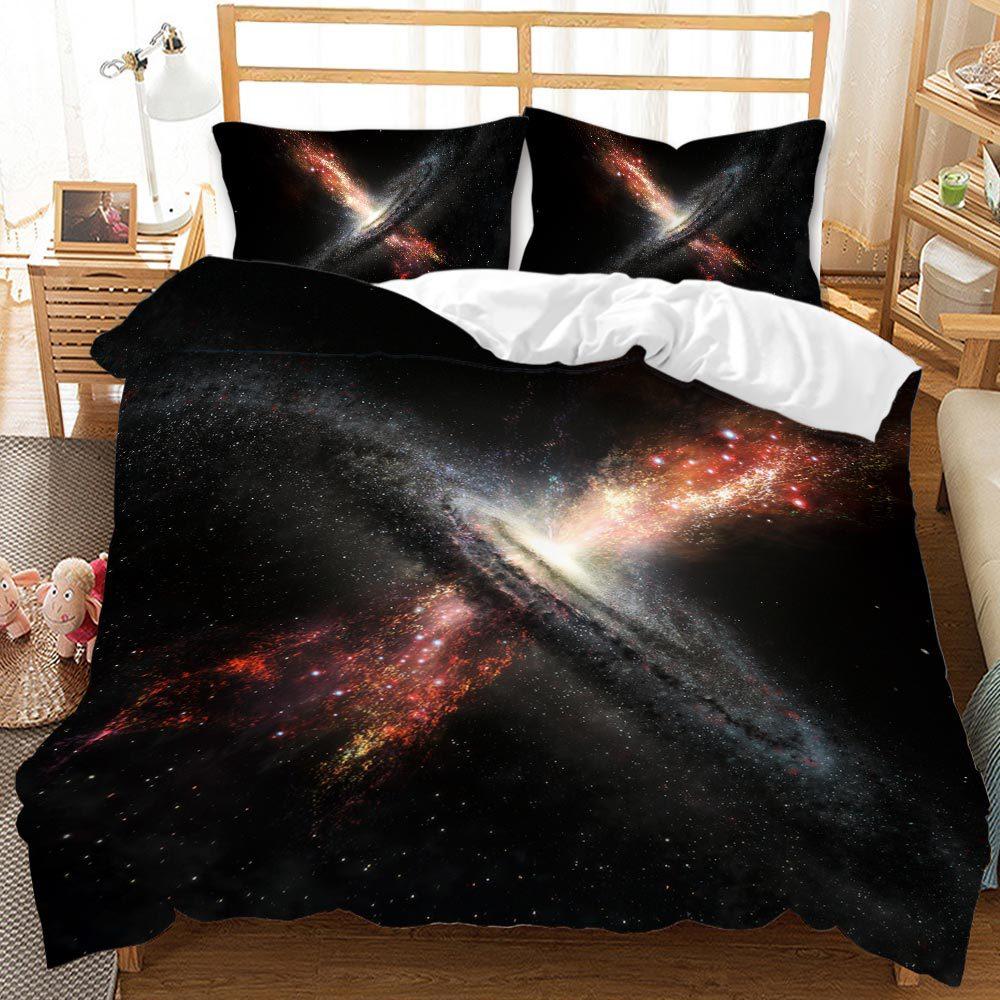 Galaxy Duvet Cover Set For Teen Kids Starry Sky Bedding Set Cosmos Comforter Cover With Pillowcase Soft Microfiber Zipper Design