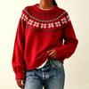Fair Island Knitted New Retro Round Neck Star Anise Sweater Autumn And Winter Women'S Jacquard Knitted Sweater Women