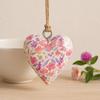 Wooden Hanging Heart Ornament, Large Floral Design