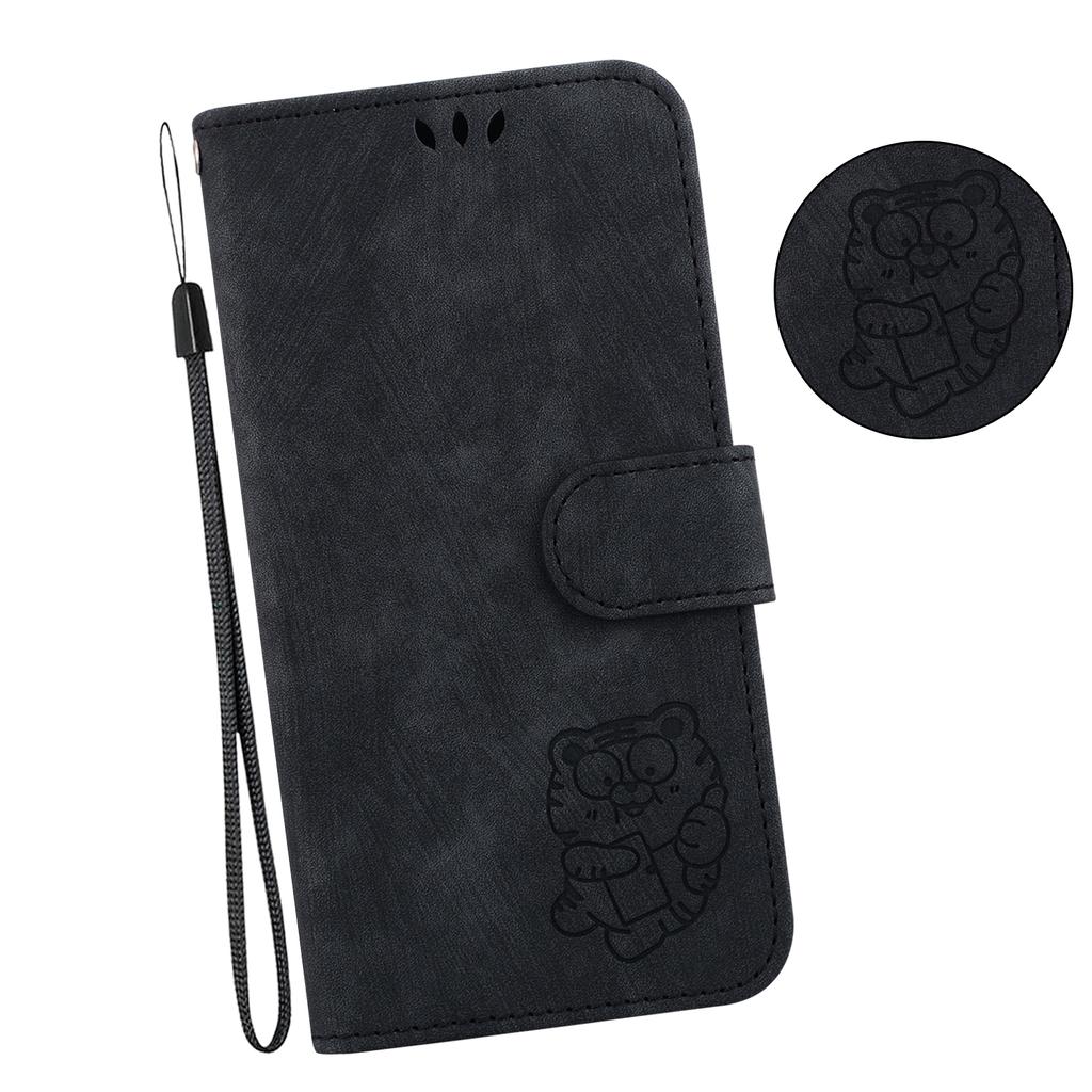 For Realme 15 Pro 5G/15 5G Wallet Case Tiger Imprint Leather Shockproof Phone Cover with Wrist Strap