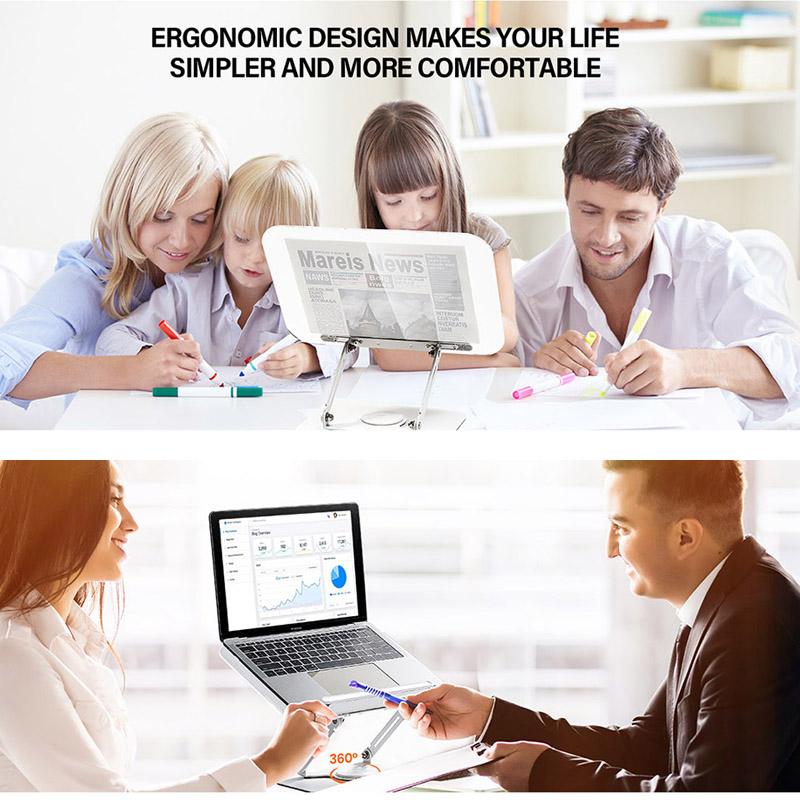 Portable Book Stand Free Angle Adjustable Book Holder for Thick Textbook Collapsible Acrylic Book Rest Desktop Riser Stand