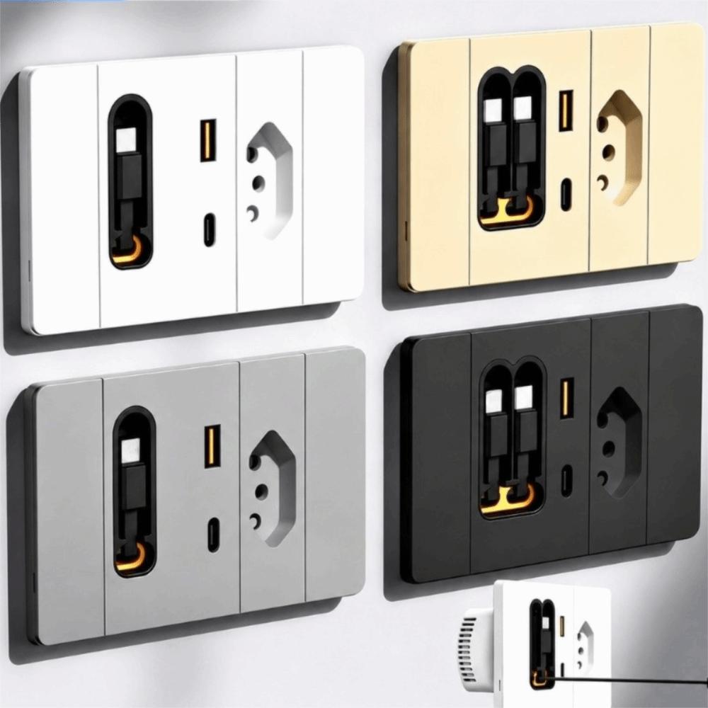 20W USB Fast Charging USB Fast Charging Socket Retractable Cable Socket Renovation