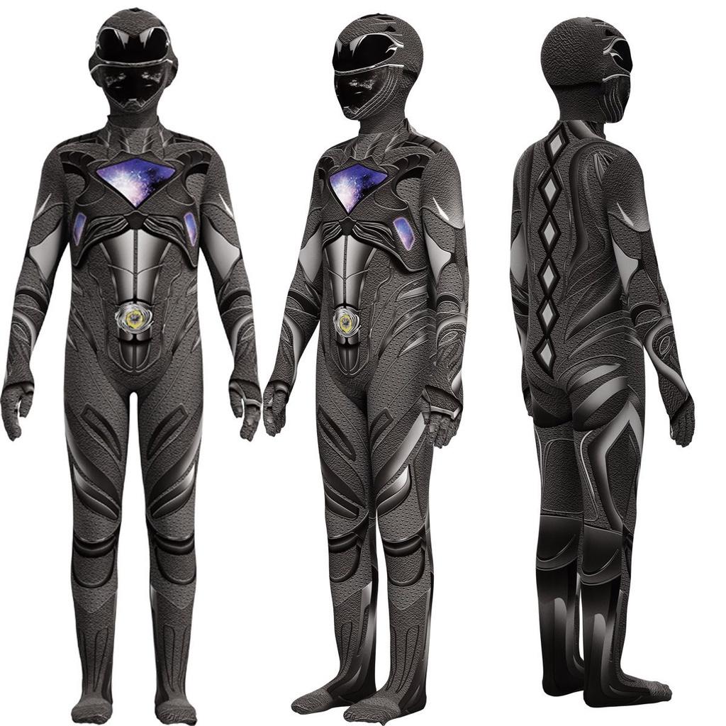 Kids Mighty Morphin Power Rangers Costume Jumpsuit For Halloween Or Cosplay Parties