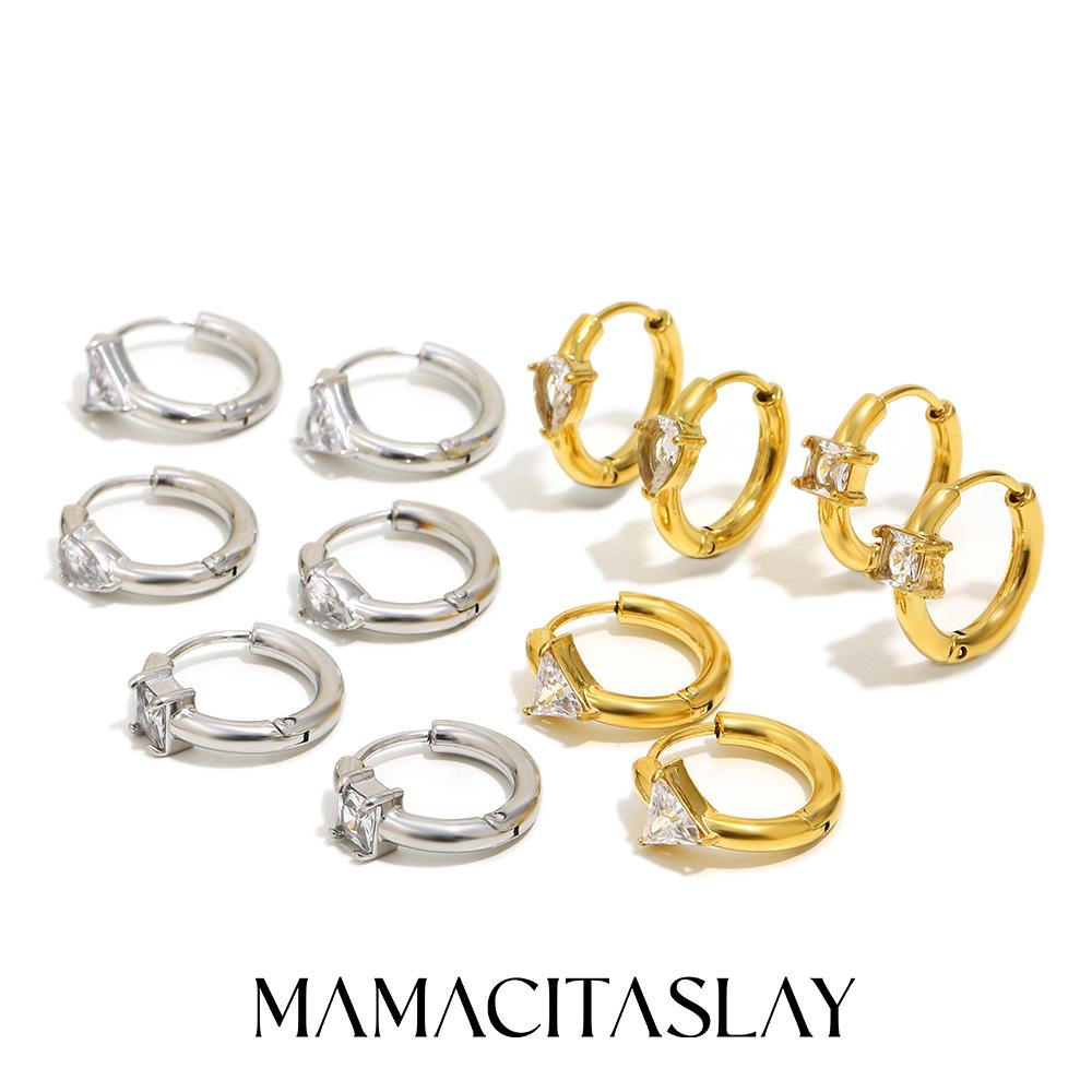 MamacitaSlay Серьги-кольца из нержавеющей стали 316L с цирконами, покрытие 18 карат золотом, водостойкие, минималистичные украшения для женщин, тренд 2026, подарок