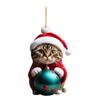 Acrylic Christmas Cat Charm Ornament Unique Holiday Decor Fun Pendant Decorations for Christmas Trees Door and Window