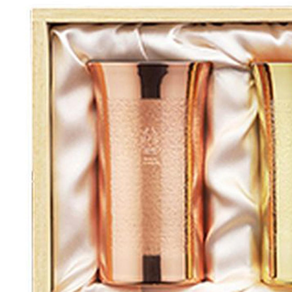 Pure Copper Sippy Tumbler Set In and Made In Japan SimpleBag Made In Vietnam J-kitchens (3-Piece Set) Gold, Silver, Copper, 150ml, (Includes Set)
