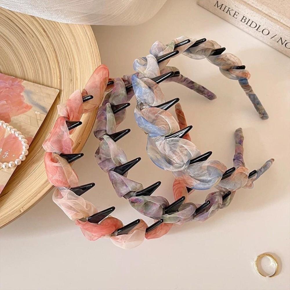 Pleated Hairband U Shape High Cranium Headband Elegant Hair Comb for Women Girls