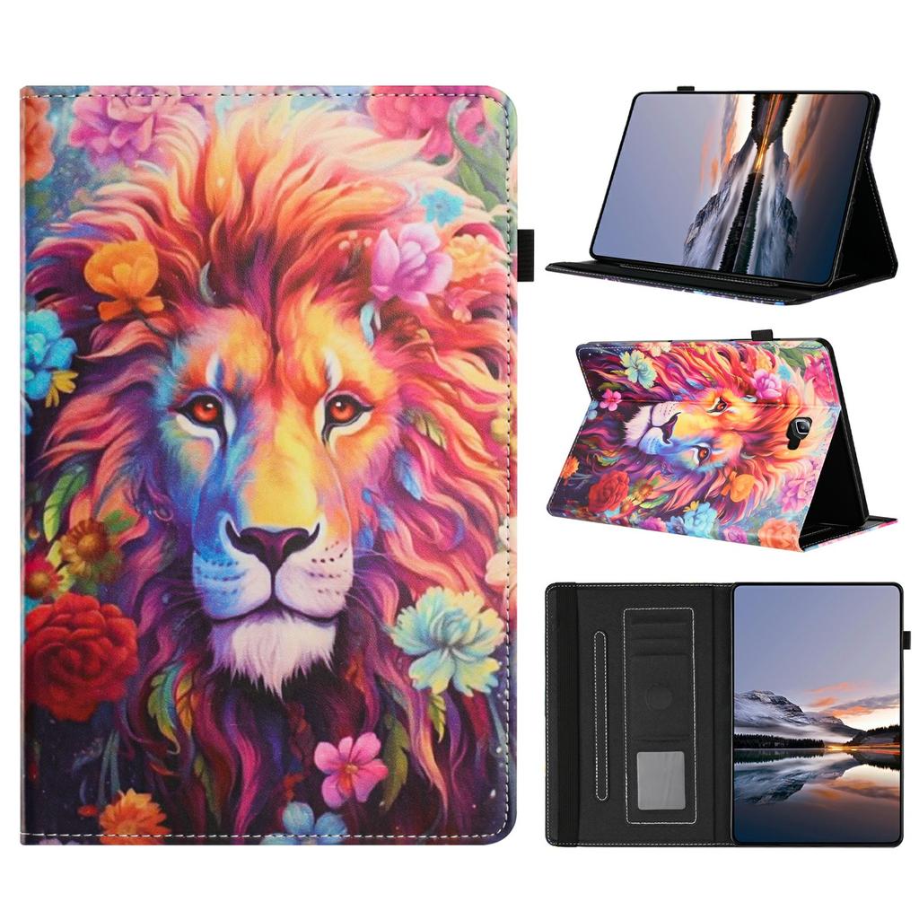 Litchi Grain Painting Leather Case for Samsung Galaxy Tab A 10.1 (2016) T580 T585 Card Slot Tablet Cover with Auto Wake/Sleep
