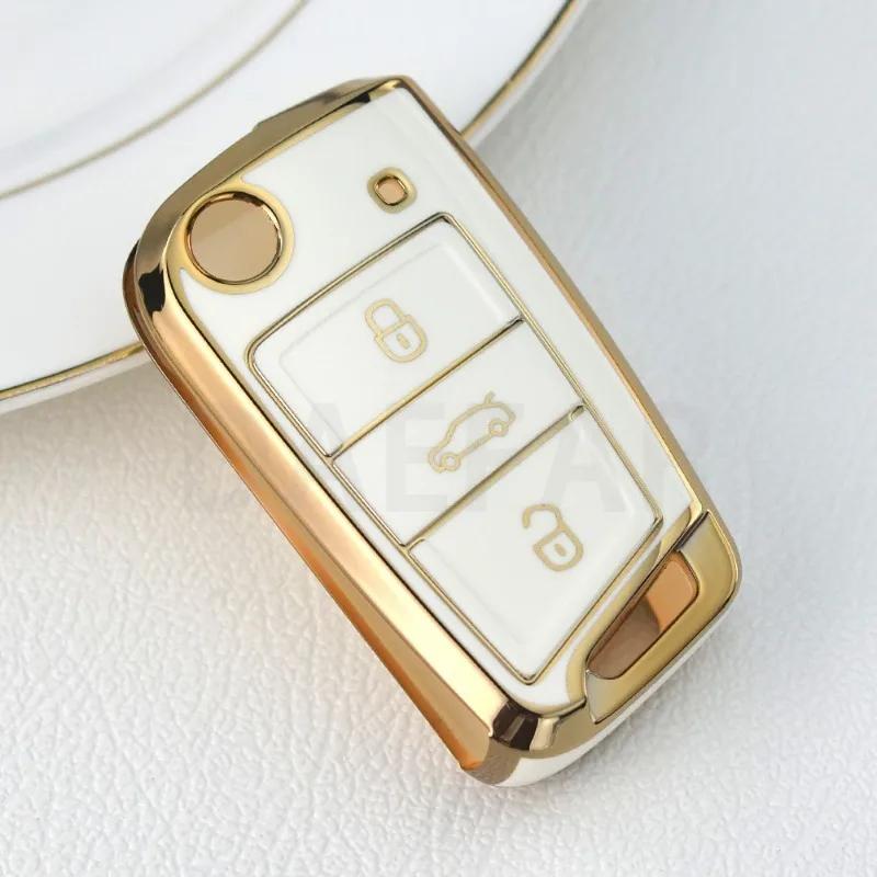 Для VW Skoda Octavia A7 Fabia Leon Rapid Karoq SEAT Leon Ateca Ibiza Toledo Golf 7 T-cross POLO T-Roc Чехол-накладка для ключа автомобиля Держатель