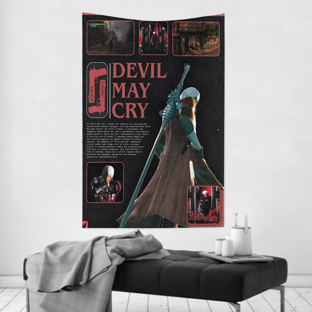 Игра DDevil May Cry Гобелен Декор комнаты Настенное полотно Вечеринка Подвесной фон Декор комнаты Детская комната