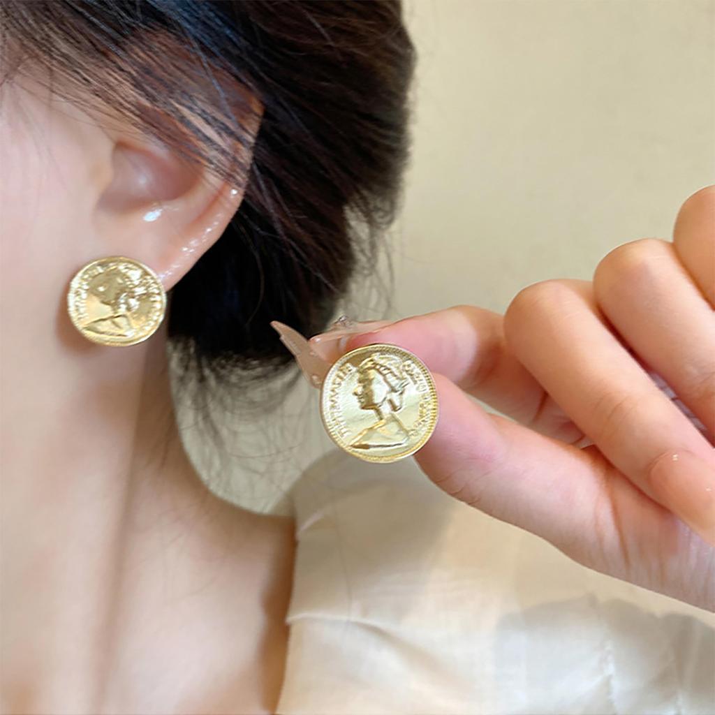 Ретро Личность Продвинутое Чувство Преувеличивать Металлические Чувства Портрет Серьги Для Женщин