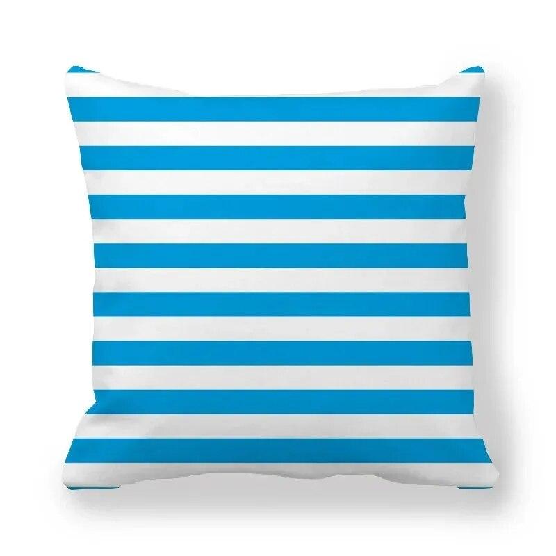 Colorful Striped Printed Pillowcase Home Bedroom Living Room Sofa Cushion Cover 45x45cm Peach Skin Pillowcase