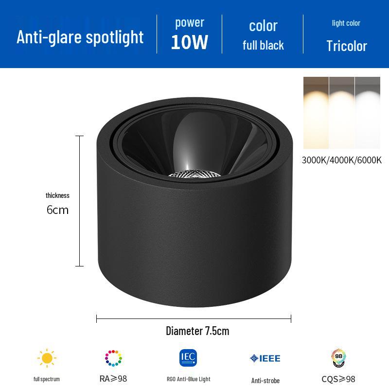 Ultra-Thin Adjustable Angle Anti-Glare Bullseye Spotlight for Living Room Ceiling