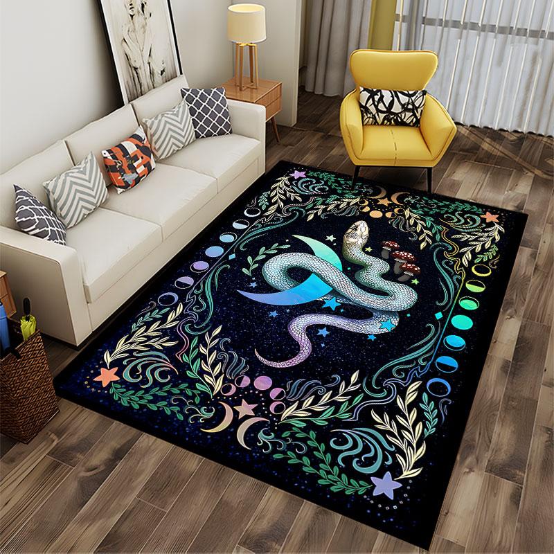 Mystical Snake Moon Carpet suitable as a non-slip mat for the living room or bedroom sofa